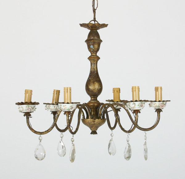 Antique wooden and metal chandelier