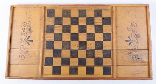 ANTIQUE WOODEN CHECKERBOARDYellow