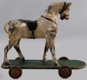 ANTIQUE WOODEN HORSE PULL TOY