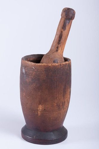 ANTIQUE WOODEN MORTAR &
