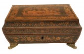 ANTIQUE WOODEN PENWORK FOOTED