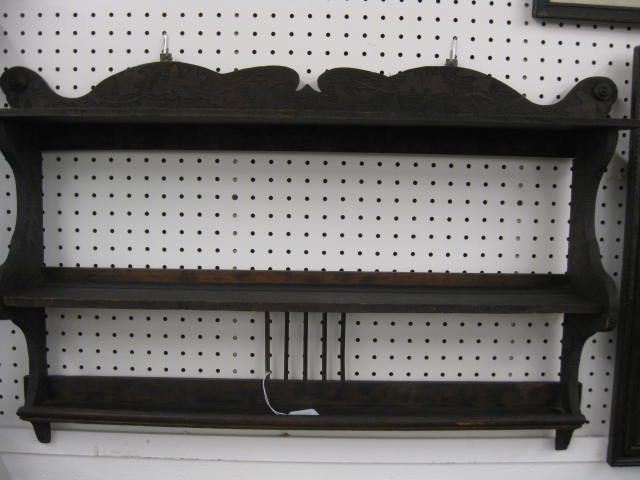 Antique Wooden Shelf carved acorn &