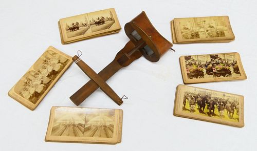 ANTIQUE WOODEN STEREOSCOPE SLIDE
