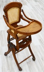 ANTIQUE WOODEN STROLLER HIGH C