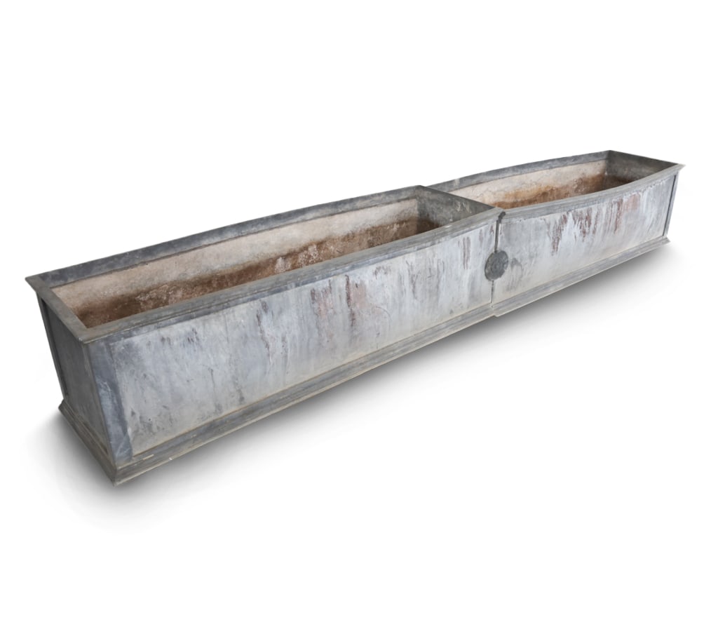 ANTIQUE ZINC TROUGH DOUBLE
