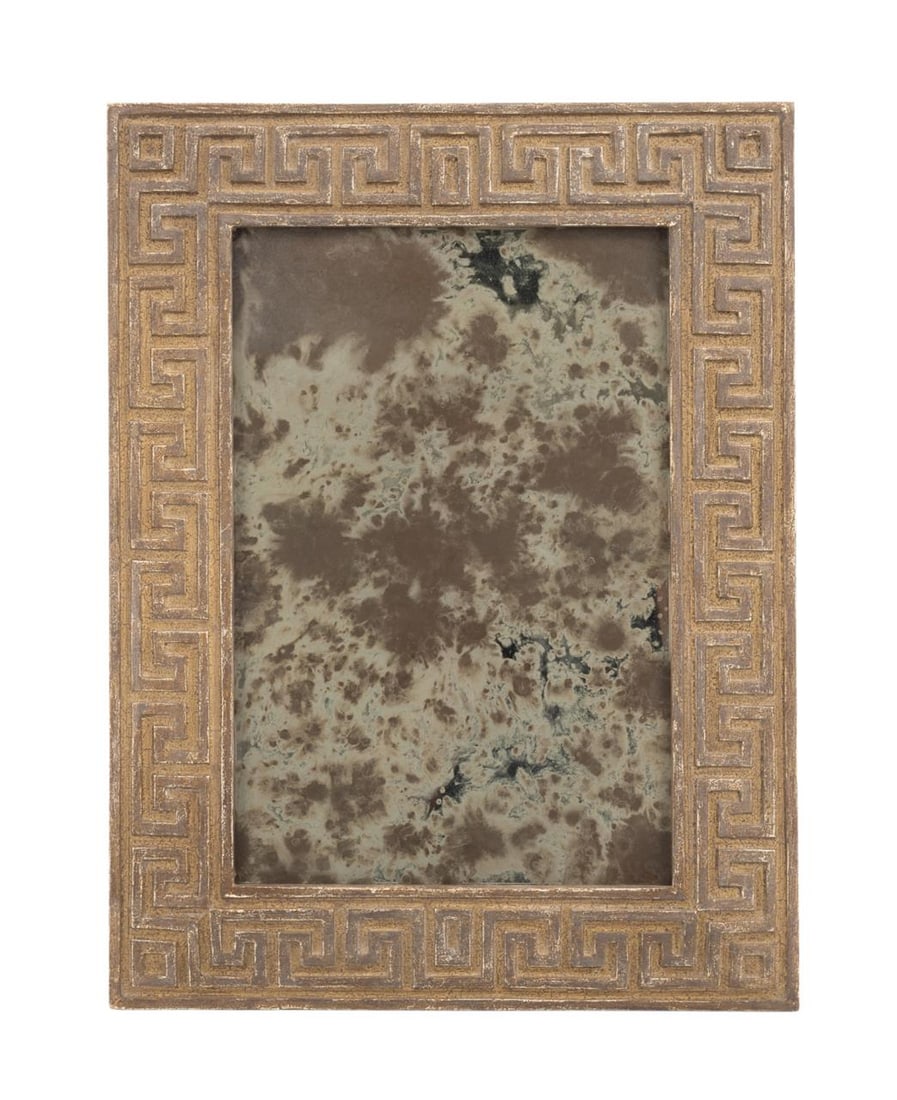 ANTIQUED GREEK KEY MOTIF WOODEN