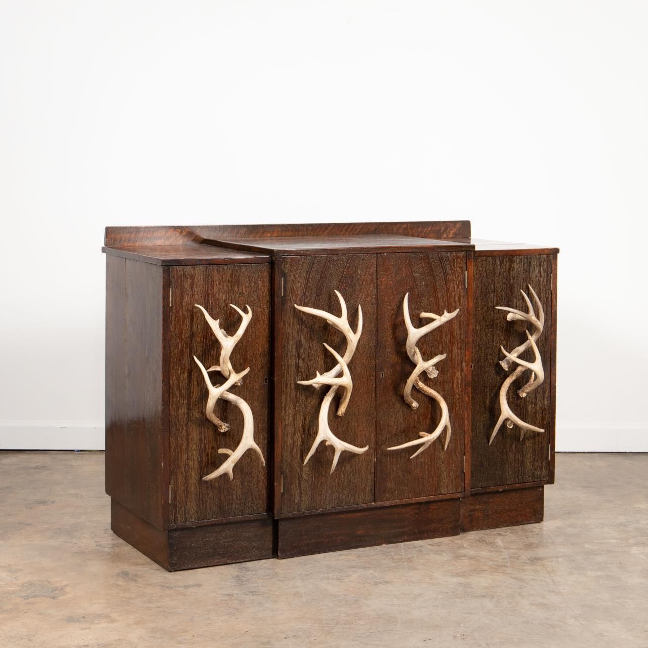ANTLER DECORATED OAK SIDEBOARD OR