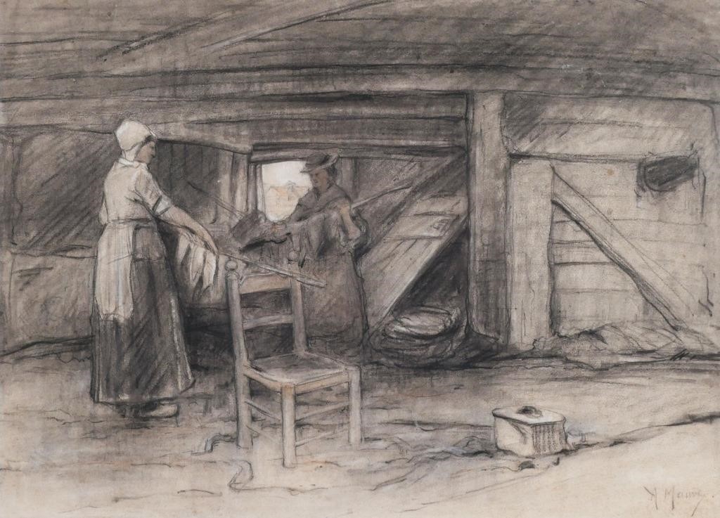 ANTON MAUVE, INTERIOR SKETCHDrawing