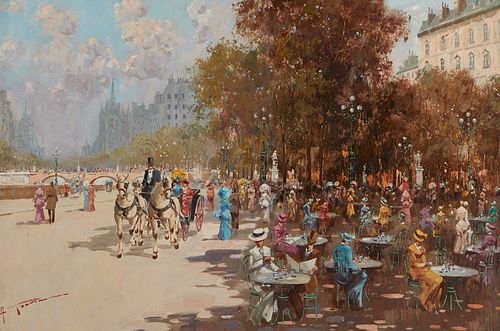 ANTONIO GRAVINA PARK SCENE OIL ON