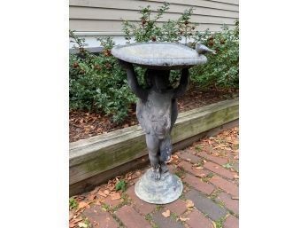 Antqieu zinc birdbath, putto