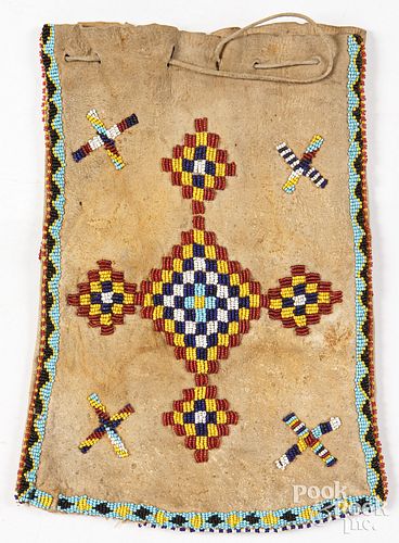 APACHE INDIAN BEADED HIDE FLAT