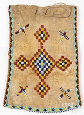 APACHE INDIAN BEADED HIDE FLAT