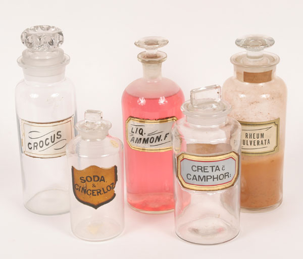 Apothecary jars with glass stoppers
