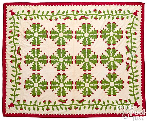 APPLIQUé FLORAL QUILT TOP, 19TH