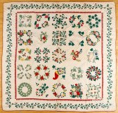 APPLIQUE FLORAL WREATH QUILT,