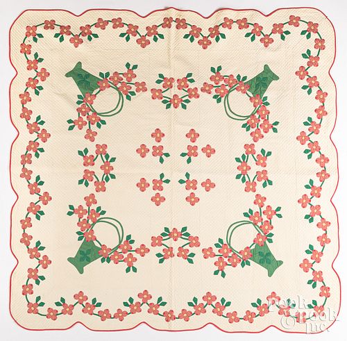 APPLIQUé POTTED FLOWER QUILT, EARLY