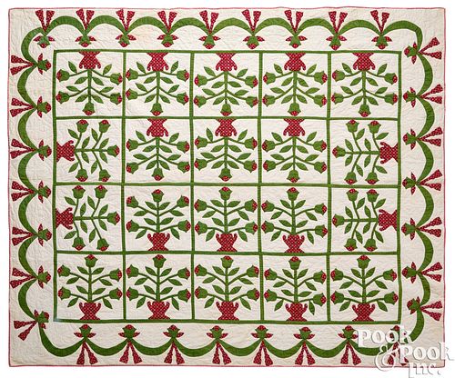 APPLIQUé POTTED TULIP QUILT, 19TH