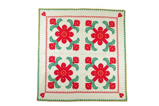 APPLIQUE QUILT.  American  2nd