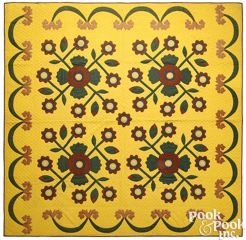 APPLIQUé ROSE OF SHARON QUILT, 19TH