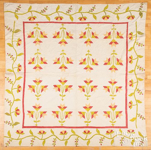APPLIQUé TULIP QUILT, 19TH