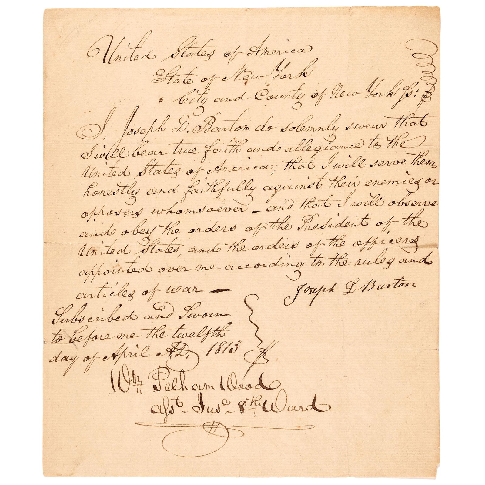 APRIL 12, 1813 ENLISTMENT MANS