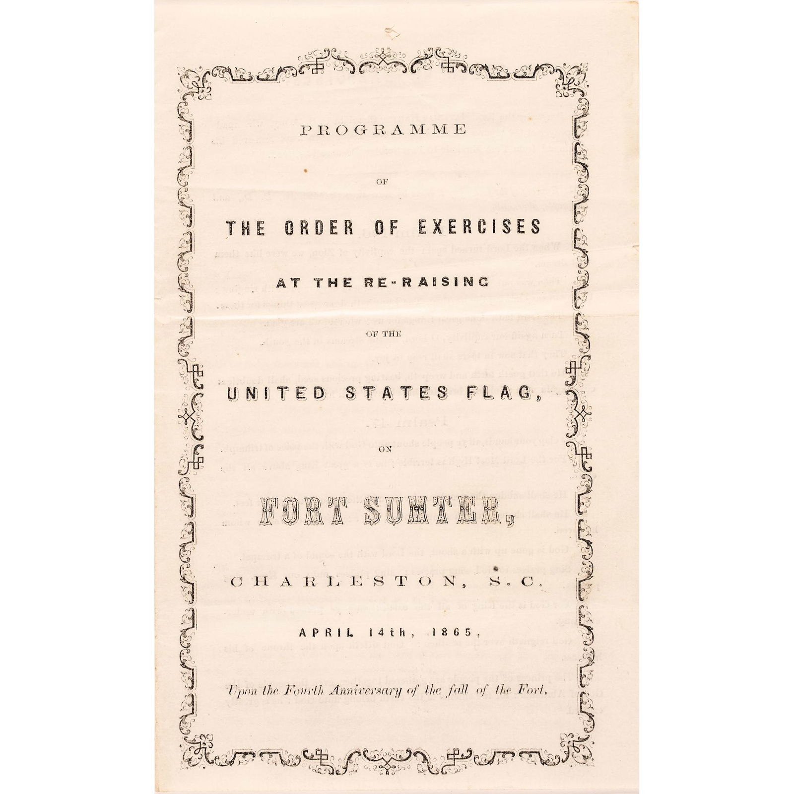 APRIL 14, 1865, FORT SUMTER FLAG