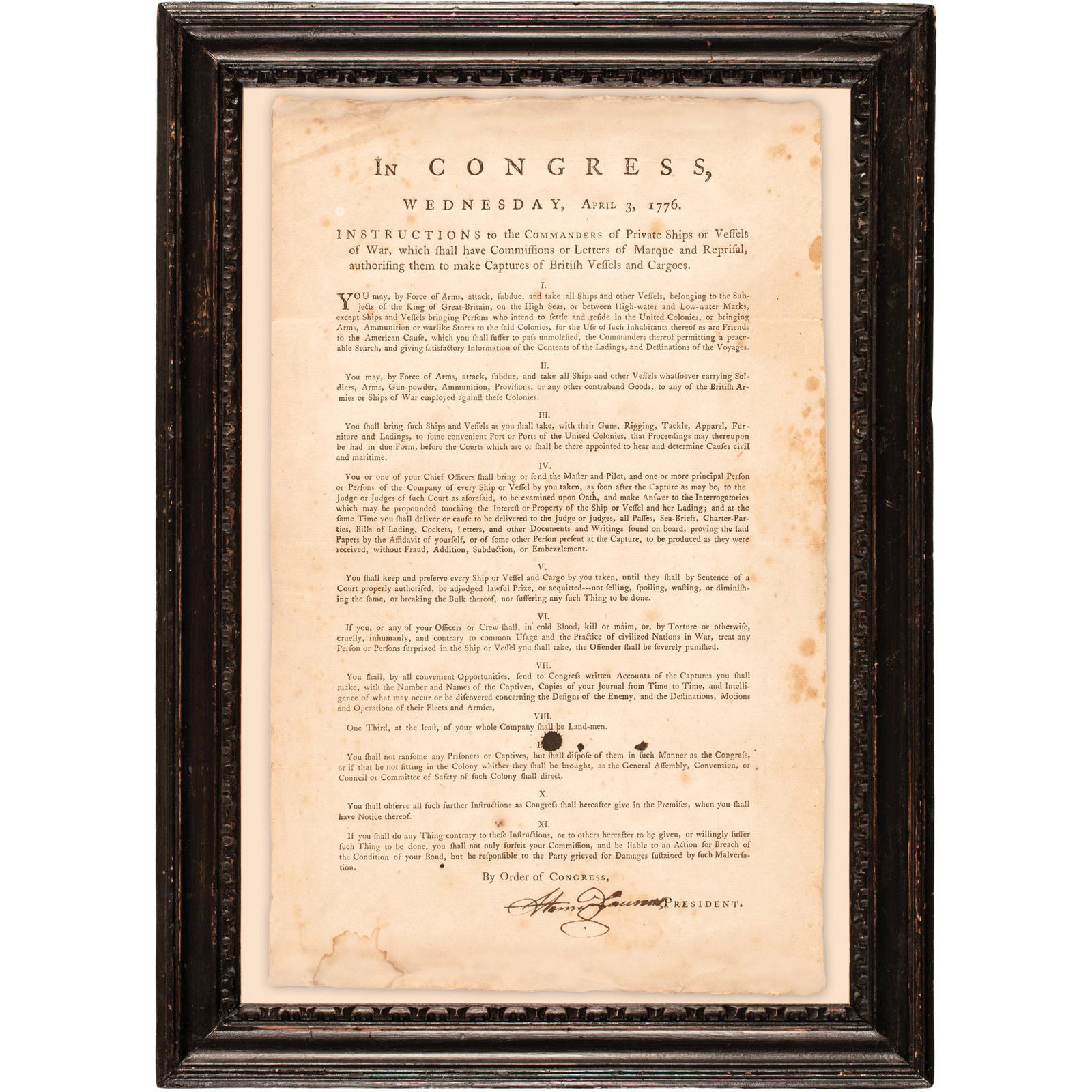 APRIL 3, 1776 HENRY LAURENS