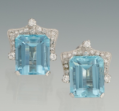 Aquamarine and Diamond Earrings