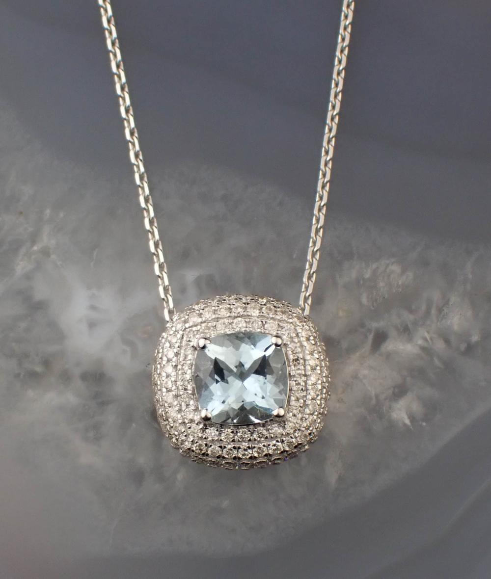AQUAMARINE AND DIAMOND PENDANT