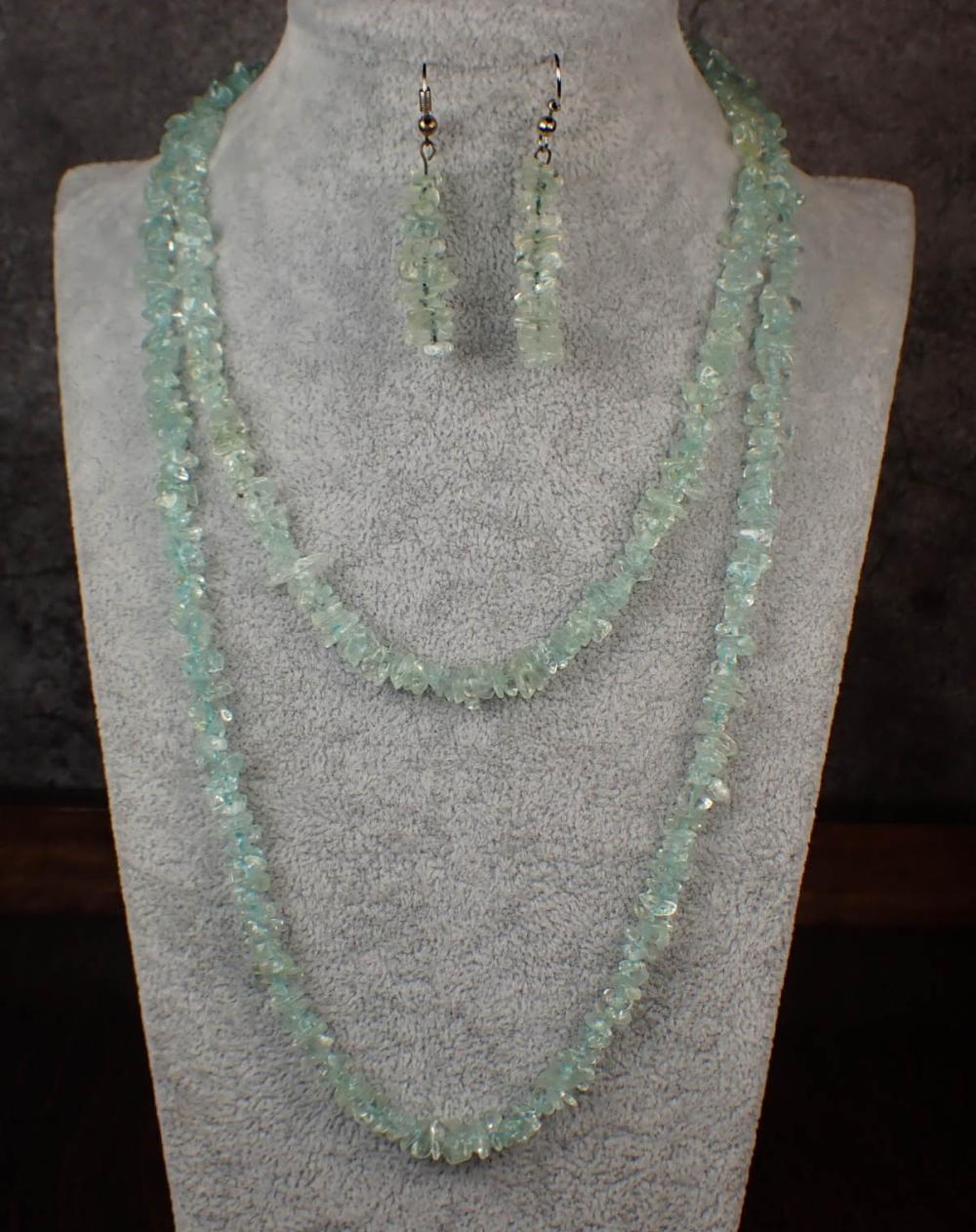 AQUAMARINE BEAD NECKLACE AND
