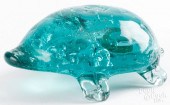 AQUAMARINE GLASS TURTLE WHIMSE