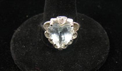 Aquamarine heart shaped ring   