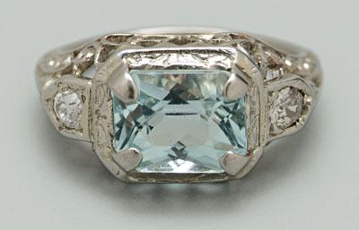 Aquamarine ring, center set