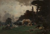 ''Arab Horsemen at Rest'' wood