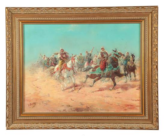 ARAB HORSEMEN SIGNED ''L.