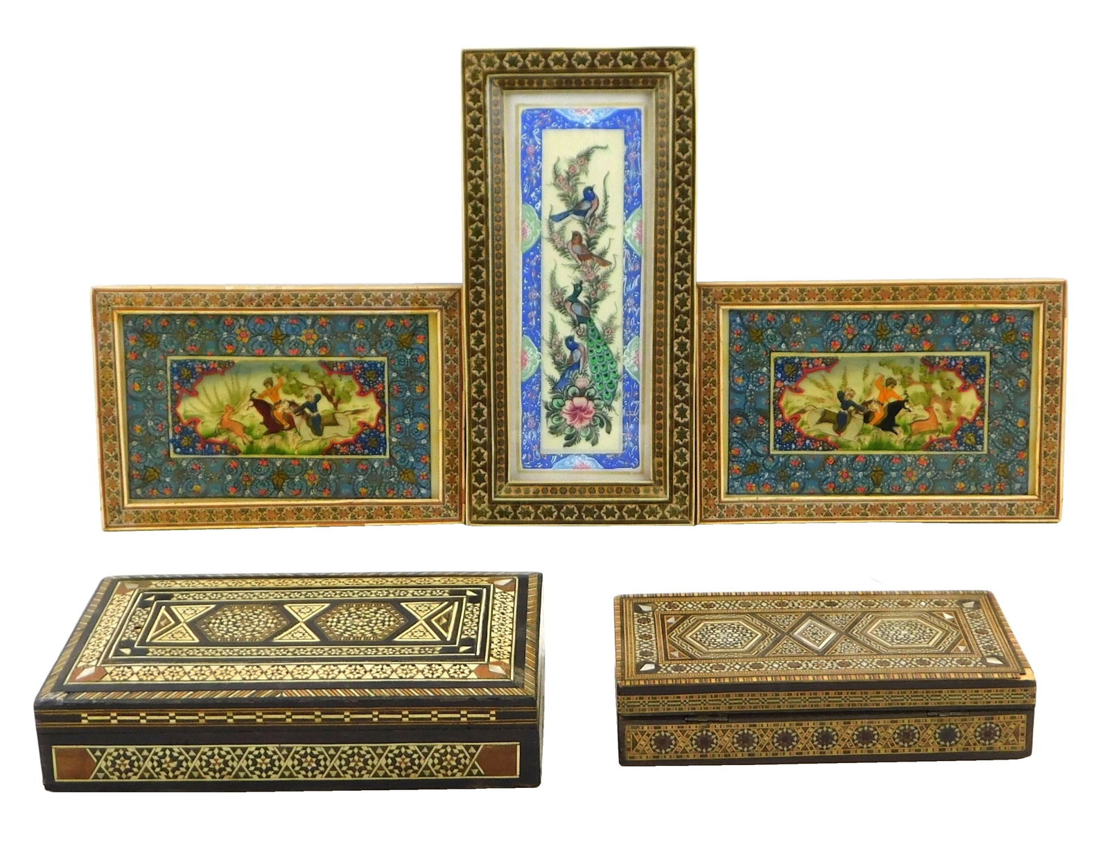 ARABESQUE MARQUETRY, FIVE PIECES,