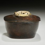 ARCHAIC WHITE JADE MOUNTED HAM