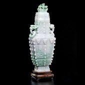 Archaistic Jadeite Lidded Wine