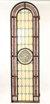 ARCHED TOP LEADED PAINTED GLAS