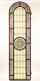 ARCHED TOP LEADED PAINTED GLAS