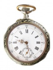 ARGENTAN POCKET WATCH, ENAMELE