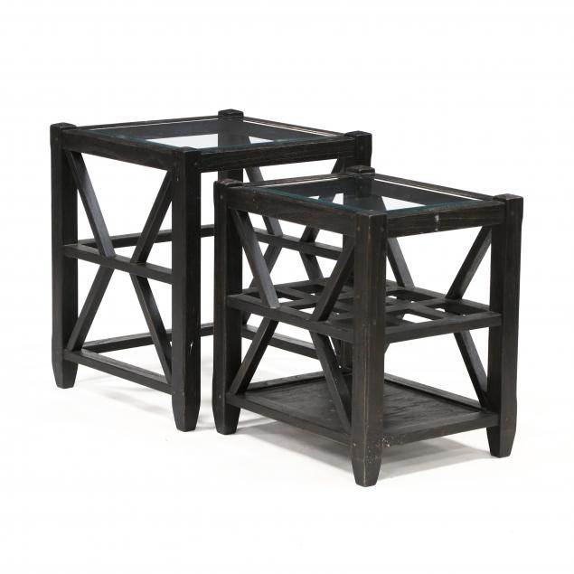 ARHAUS, EBONIZED OAK AND GLASS