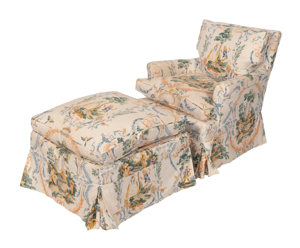 ARMCHAIR AND MATCHING OTTOMAN