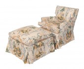 ARMCHAIR AND MATCHING OTTOMAN