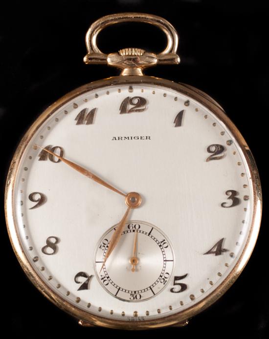 Armiger 14K gold open-face pocket