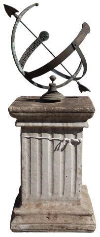 ARMILLARY SPHERE ON CAST STONE