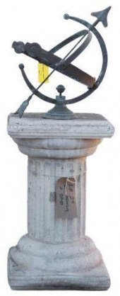 ARMILLARY SPHERE ON STONE PEDE