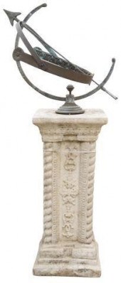 ARMILLARY SPHERE ON STONE PEDE