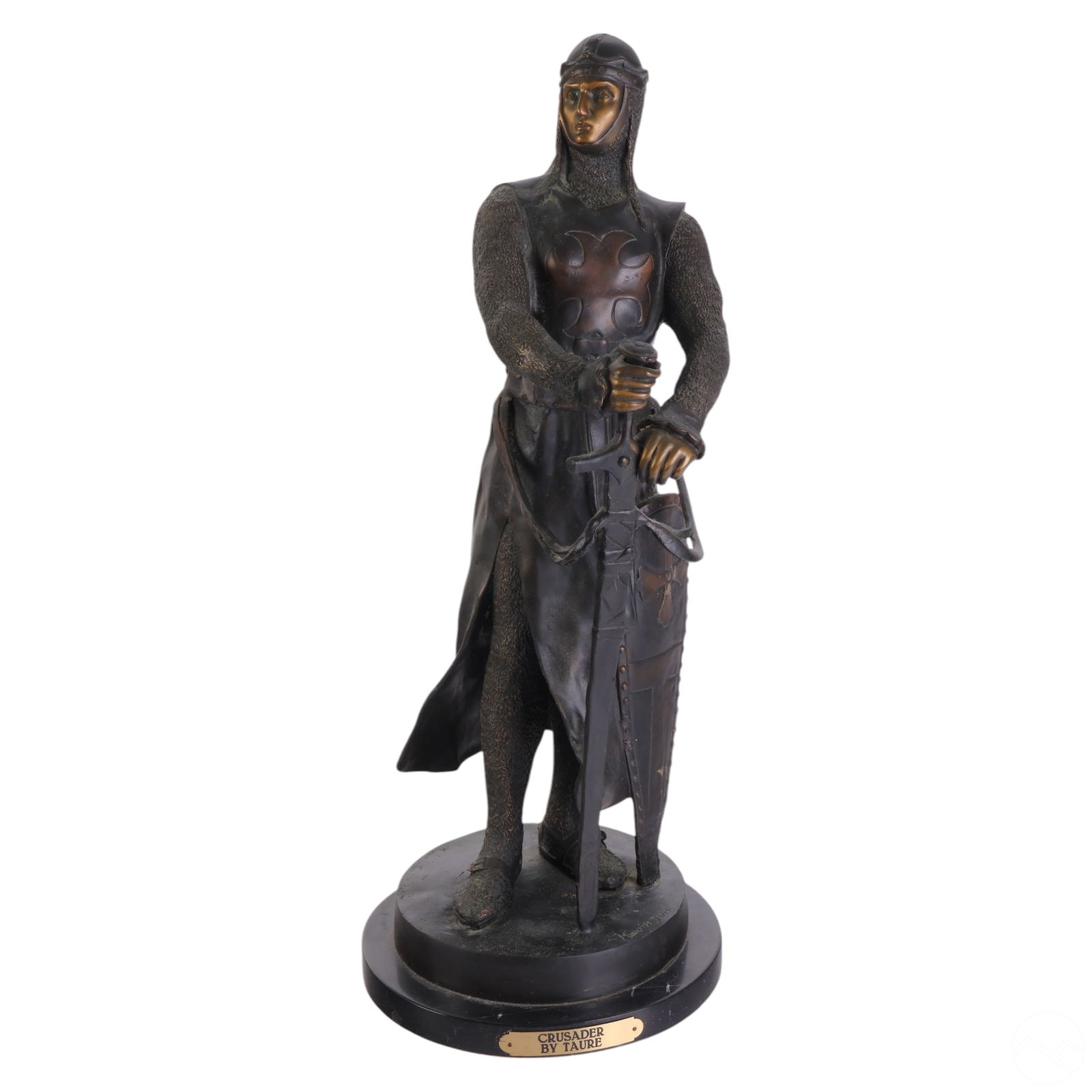 ARMORED CRUSADER BRONZE STATUE