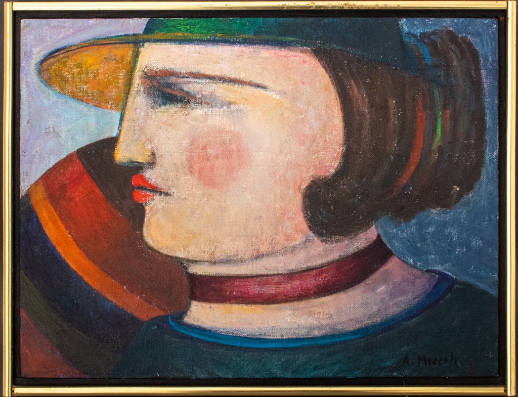 ARNALDO MICCOLI WOMAN IN HAT OIL ON